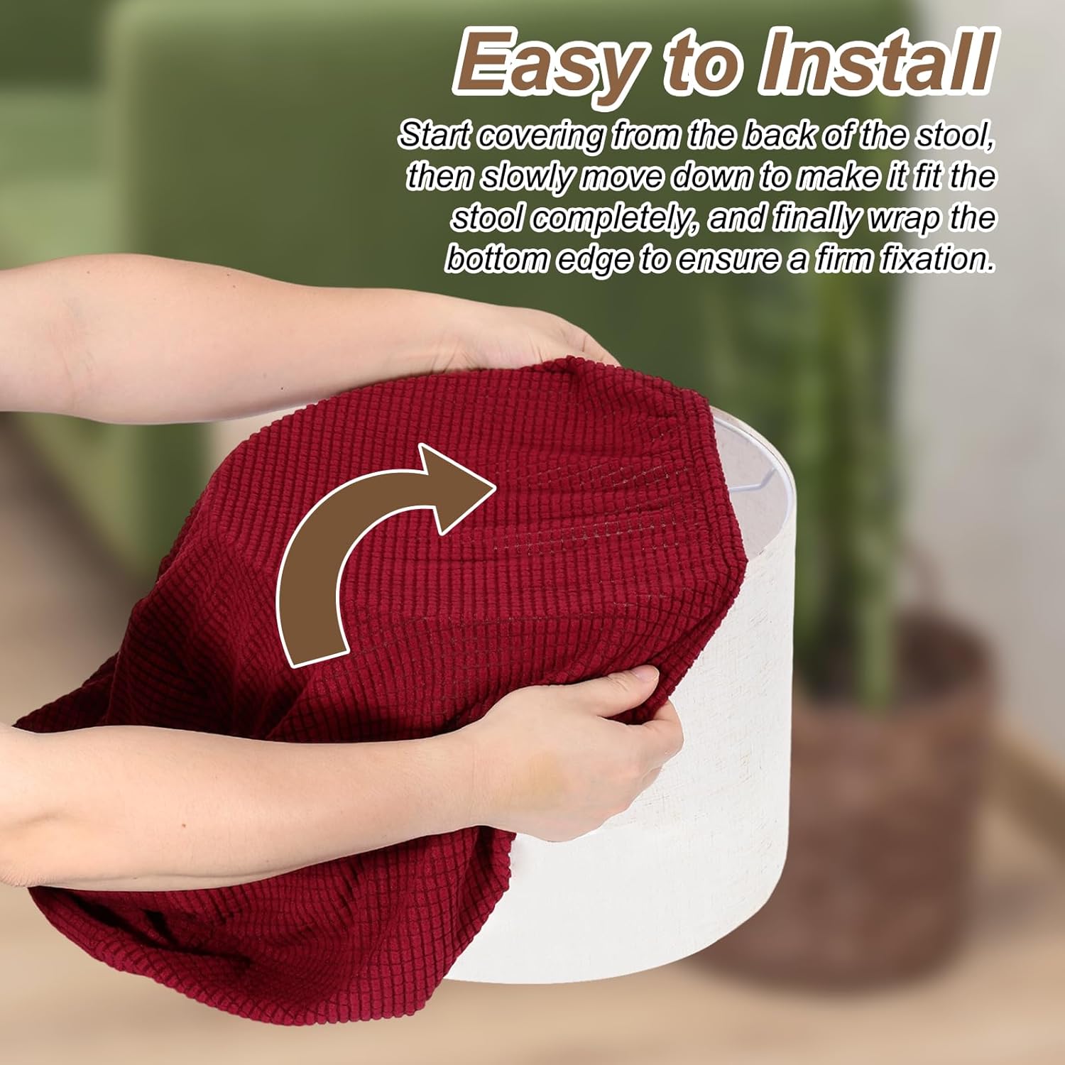 Stretch Footstool Slipcover Furniture Protector Cover